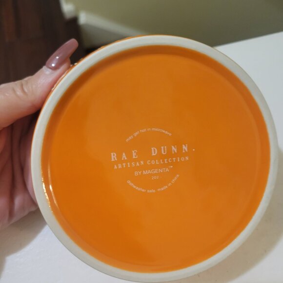 Rae Dunn Orange Halloween Small Dog or Cat Bowl - Picture 3 of 3